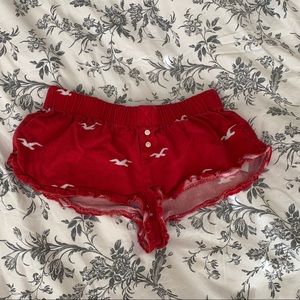 Hollister red ruffled hem sleep shorts